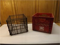 Red Plastic Crate and All Wire Crate