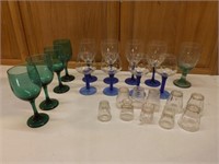 Blue and Green Stemware Glasses