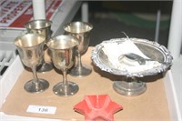 Flat of silver plate- 4 stems, etc