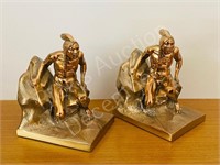 pair of brass book ends "Indian Scout"