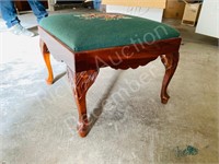footstool with needlepoint top