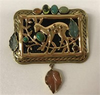 Vintage Amy Kahn Russell Coloured Stone Brooch