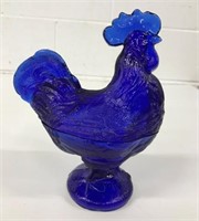 Vintage Cobalt Blue Rooster Candy Dish