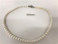 Cultured Pearl Sterling Silver Necklace 20"