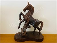 large wood horse statue - 18" tall