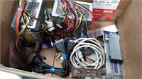 Box Lot , Computer Cords, Power Supplies, DVD RW A