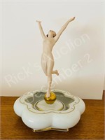 8" tall nude figure in flower frog fountain