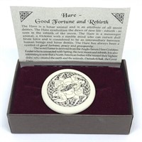 Hare - Fine Celtic Porcelain round pin
