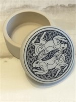 Hare -  Handmade Fine Porcelain round box