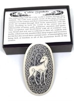 Stag - Fine Celtic Porcelain oval pin