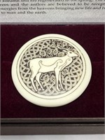 Stag - Fine Celtic Porcelain round pin