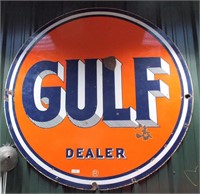 Gulf Dealer Porcelain Sign 66"-Double Sided