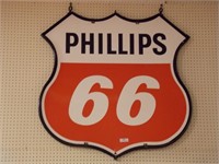 Phillips 66 Porcelain Dbl Sided Sign-W/ Flange *