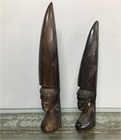 Ironwood African carvings 16.5" & 14.5"