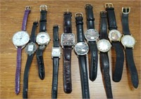 Lot of 10 leather band watches