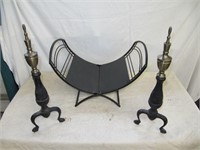 Andirons with Wood Holder