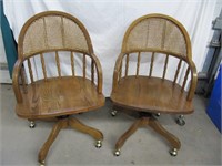 2 Adjustable Wood Office Chairs