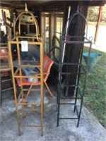(2) Vintage Iron Shelf Units (66" Tall ~ W/ Glass)