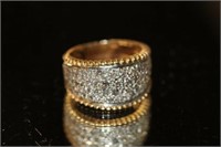 14k yellow gold Custom made wide Diamond Band Ring