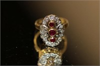 18k yellow gold Ruby & Diamond Ring featuring