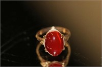 18k yellow gold cherry Amber Ring large prong
