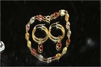 14k yellow gold Gemstone Bracelet & Earrings
