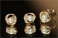 14k yellow gold Pearl & Diamond Ring 7mm pearl