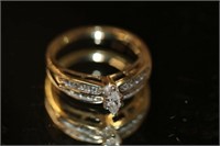 10k yellow gold marquis Diamond Ring