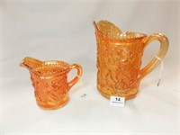Imperial Carnival Glass Rose Pattern Pitchers