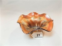 Carnival Glass Peacock Tail Bowl