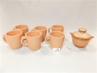 Frankoma Mugs (6), Sugar Bowl