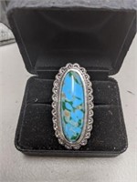 New Silver Ring Oval Stone Size 7
