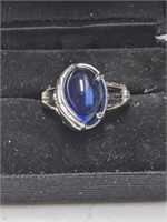 New Silver Ring With Blue Stone Size 8.5