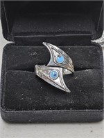 New Silver Evil Eye Ring Size 7