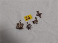 4 Sterling Pins and Charms