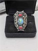 New Ornate BoHo Silver Ring Size 10