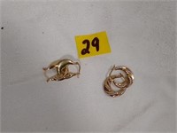 2 Pairs Sterling Gold Overlay Earrings