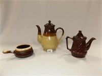 Brownware Coffee Pot, Tea Pot, Bowl