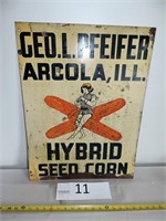 Geo. L. Pfeifer Arcola Double Sided Metal Sign
