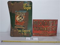 Two Metal Tobacco Signs