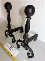 Two Cast Iron Fireplace End Irons