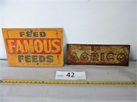 Two Metal Agricultural Signs