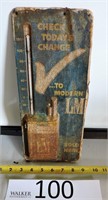 L & M Cigarettes Advertising Metal Thermometer