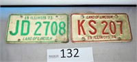 1973 & 1974 Illinois License Plates