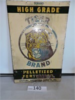 Tiger Pelletized Fertilizer Metal Sign