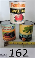 3 Display Cans with Vintage Advertising Labels