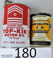 Metalife & Top-Kik Motor Oil Adv. Cans