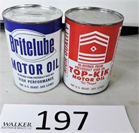 Top-Kik Motor Oil Can & Britelube Motor Oil Can