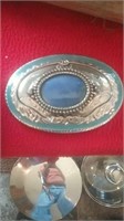 Belt buckle with blue stone and silver
