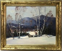 JAMES K. BONNAR WINTER SCENE IN CARVED FRAME